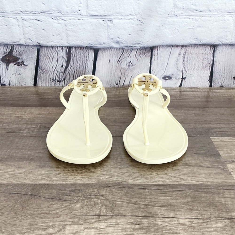 Tory Burch Mini Miller Jelly Flat Thong Ivory Size 8M - Picture 3 of 14